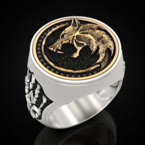 Wolf Claw Viking Warrior Retro Two-tone Men's Ring
