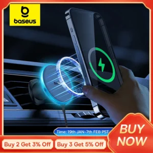 Baseus Magnetic Car Wireless Charger Phone Holder 15W Fast Charging Wireless Car Charger Holder For iPhone 16 15 14 13 Car Mount