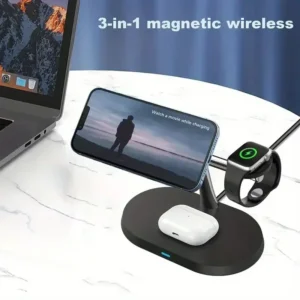 3 In 1 Magnetic Wireless Charger Stand For iPhone 16 15 14 13 Pro Apple Watch 9 8 Airprods 3 In 1 Macsafe Fast Charging Station