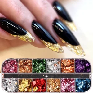 1 Box 12 Color Foil Pieces Nail Glitter Glitter Nail Decoration