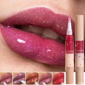 Mirror Water Lip Gloss Waterproof Lasting Moisturizing Glitter Red Nude Liquid Lipstick Shimmer Plumping Makeup with Soft Brush