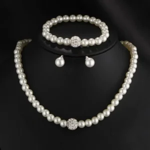4pcs Women's Jewelry Set Pearl Set Diamond Necklace Bracelet Earrings Set Gorgeous Jewelry-5042