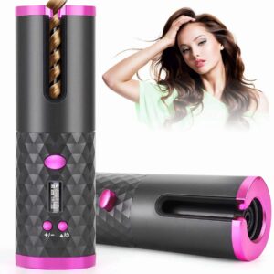 Portable Automatic Hair Curler, Ceramic Rotating Cordless Auto Curling Iron Wand, Portable USB Rechargeable Spin Curler For Hair Styling