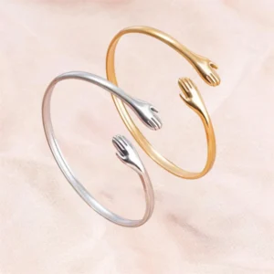 Romantic Hug Hands Bracelet – Adjustable Love Cuff Bangle for Couples
