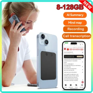 New Smart AI ChatGPT-4 App Phone Call Voice Recorder – Real-Time Summarize, Translator, and Phone Charging Device (8-128GB)