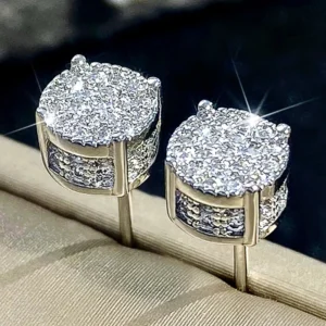 Dainty Stud Earrings – Paved White CZ, Fashionable & Versatile Couple Earrings