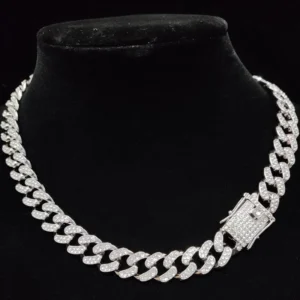 Iced Out Bling Chain Necklace 13mm width Miami Cuban Chain