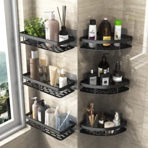 Bathroom Shelf Makeup Storage Organizer – Aluminum Alloy Shampoo Rack for a Clutter-Free Bathroom