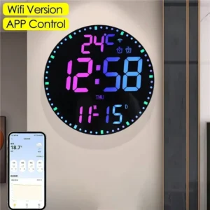 LED Digital Wall Clock – Intelligent WiFi App Control with Temperature, Date, & Week Display