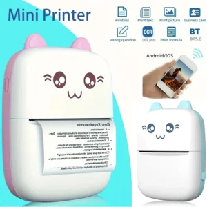 Mini Thermal Wireless Portable Printer – Bluetooth Label & Photo Printer with 200dpi Resolution, USB Cable, and Portable Design