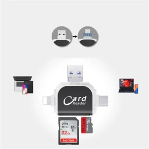 4-in-1 Multi-Functional Card Reader – Universal Plug & Play Adapter for Android Phones