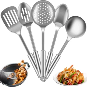 5-Piece Stainless Steel Cooking Utensils Set – Premium Kitchen Tools for Cooking & Serving